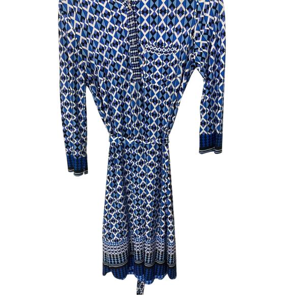 Donna Morgan Tribal Print 60's Housewife Fit and  Wrap Flare Dress - Picture 2 of 6